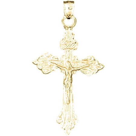 18K Yellow Gold INRI Crucifix Pendant - 54 mm