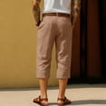thumbnail image 4 of Men's Shorts Casual Cotton Linen Button Elastic Waist Summer Beach Golf Shorts with Pockets Camel XL, 4 of 4