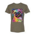 thumbnail image 3 of Funny Neon Pug | Dean Russo Art Animal Lover Mens Premium Tri Blend T-Shirt, Military Green, Small, 3 of 6