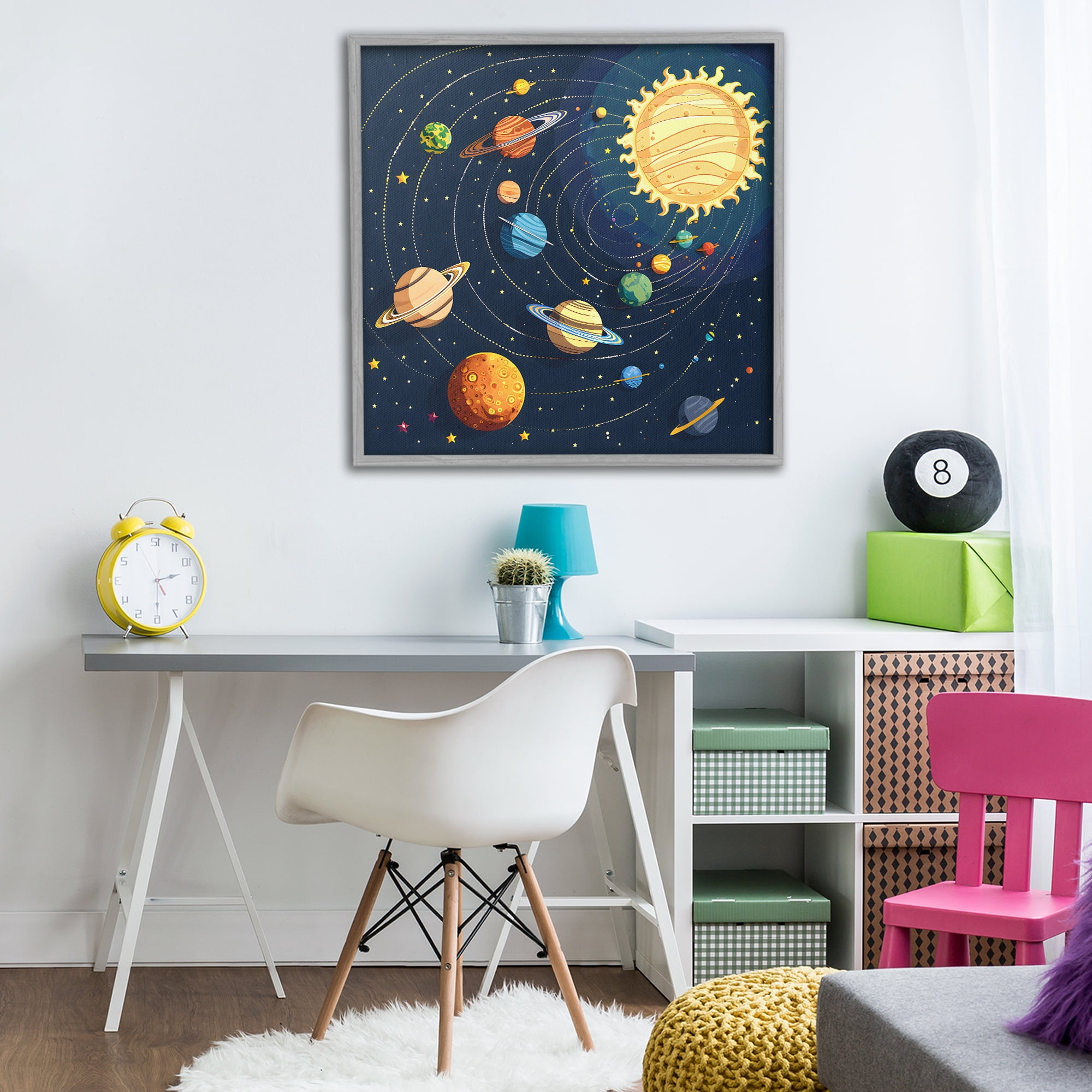 Stupell Industries Planets Around The Sun Gray Framed Giclee Art, design by Creative Studio