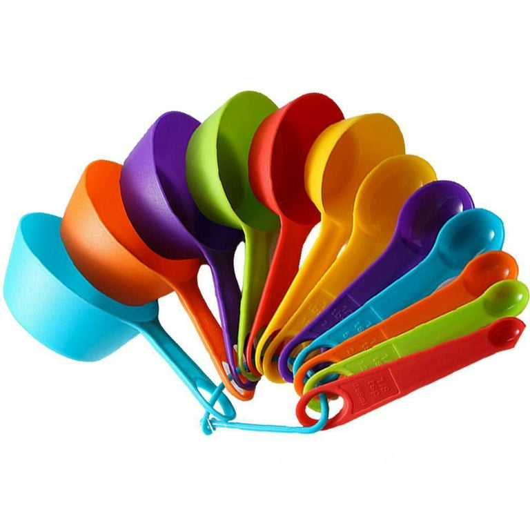 Measuring Cups and Spoons Set, Plastic Measuring Cup Set, Color Measuring  Spoons and Cups Plastic, Cute Measuring Cups and Spoons, Rainbow Plastic Measuring  Cups Set of 15 with 3/4 Cup Measuring