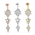 thumbnail image 1 of Zeus Lady Rhinestone Flower Stainless Steel Belly Button Navel Ring Piercing Jewelry, 1 of 7