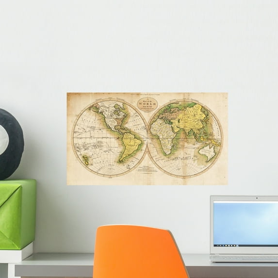 High-quality Antique Map Wall Mural by Wallmonkeys Peel and Stick Graphic (18 in W x 10 in H) WM142428