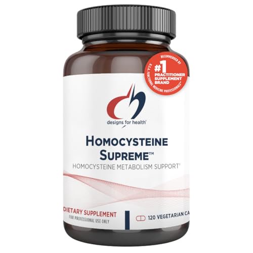 Designs for Health Homocysteine Supreme - Vitaminas B metiladas con riboflavina, B6, B12, folato, L-serina y TMG para apoyo cerebral y salud del corazón - Multivitamina metilada (120 cápsulas)