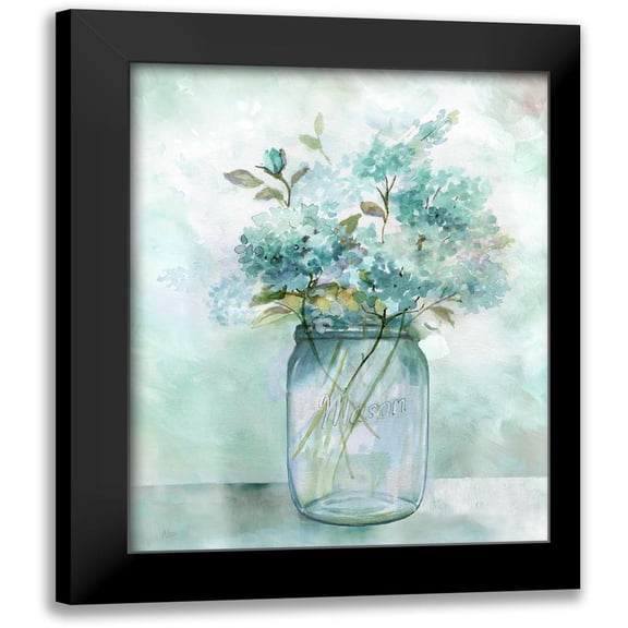 Nan 12x14 Black Modern Framed Museum Art Print Titled - Hydrangea Retreat