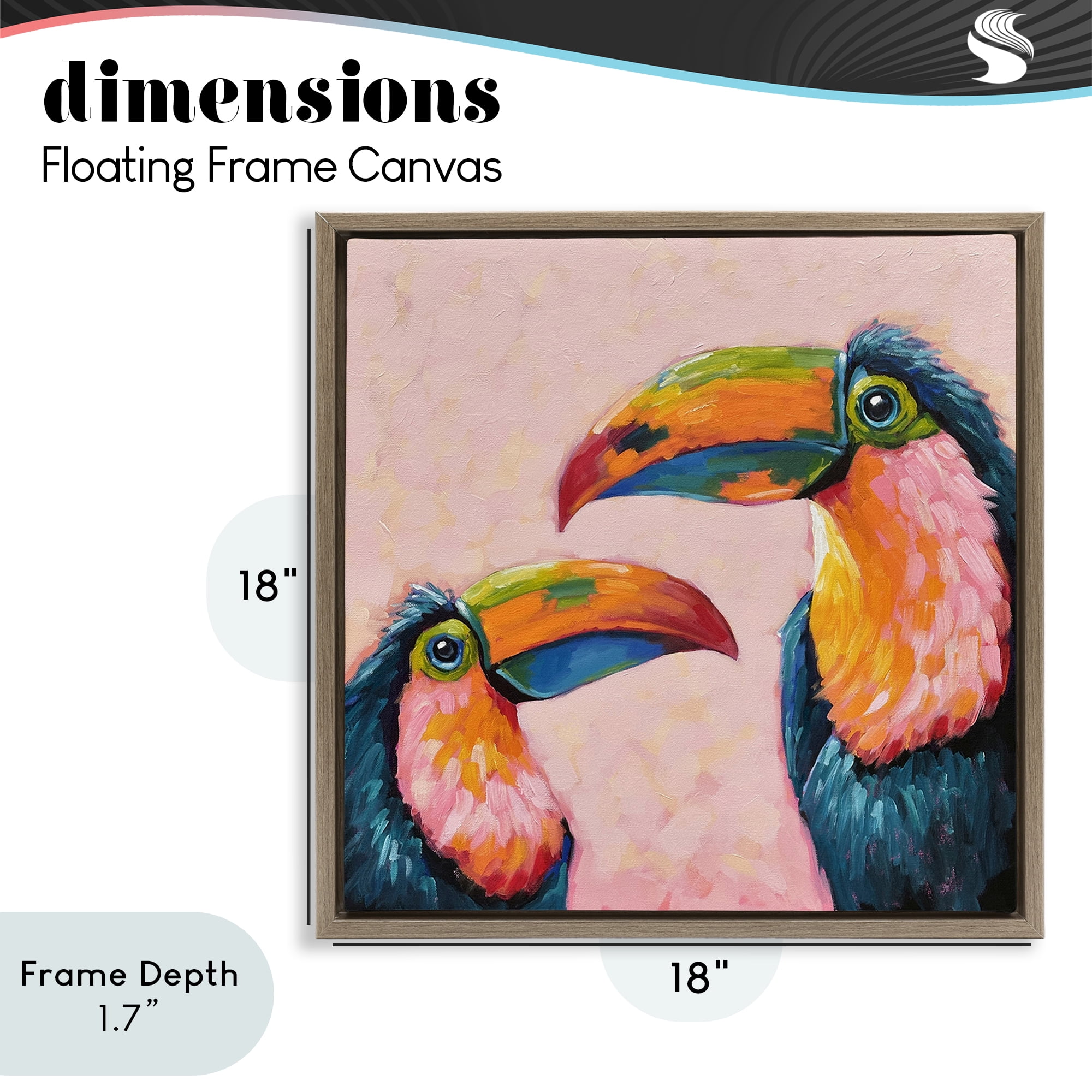 Stupell Industries Tropical Toucan Paradise Brown Framed Floater Canvas Wall Art, design by Lucia Stewart