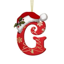VOTRUDI Christmas Initial with Red Hat Christmas Tree Ornaments Personalized DIY Christmas 26 Letters Ornaments Christmas Decoration Xmas Tree Hanging Decor,G