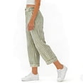 thumbnail image 5 of Admvng Capri Pants for Women Striped Elastic High Waist Button Detail Rolled Cuffs Cropped Pants, 5 of 5