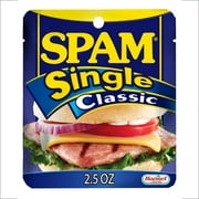 SPAM Single Classic Canned & Jarred Meats, 9 G Protein per Serving, 2.5 oz Aluminum Pouch