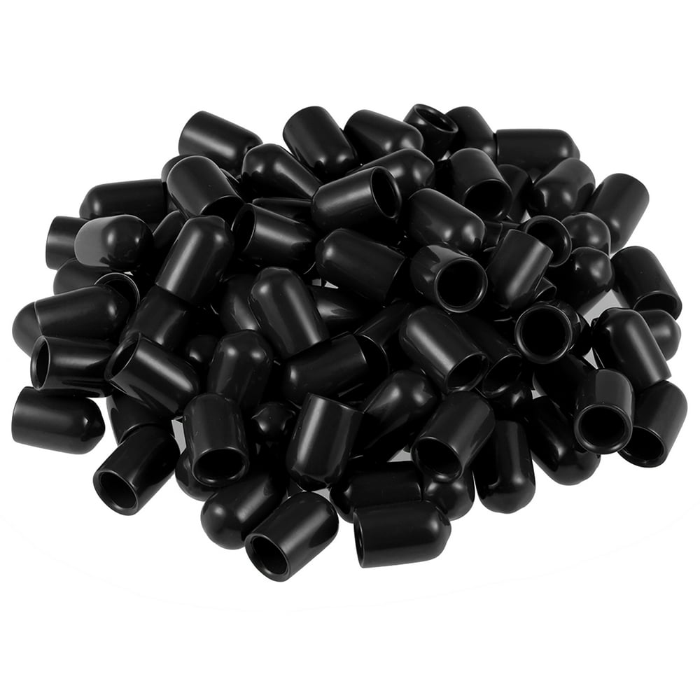 Screw Thread Protectors, 8mm ID Rubber Round End Cap Cover Black
