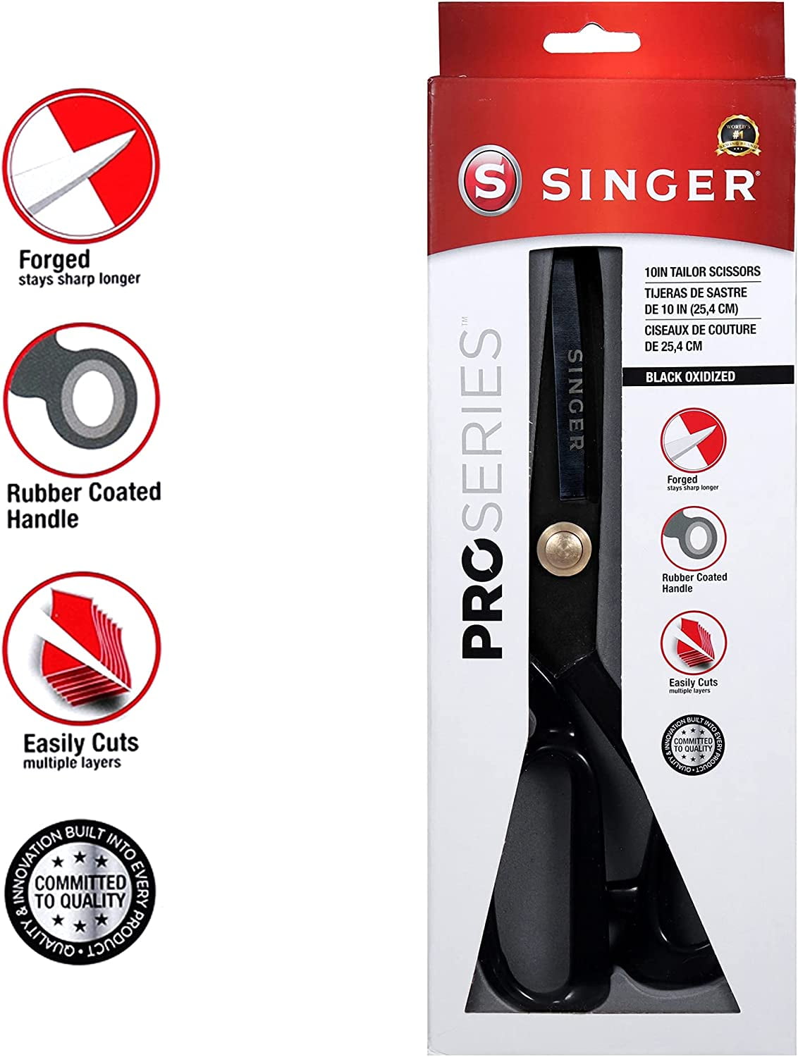 Singer ProSeries Forged Tailor Scissor - Black Oxidized, 10"