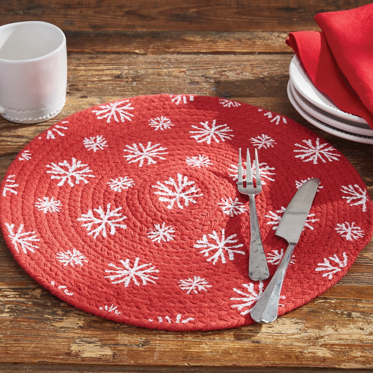 Split P Snowflake Round Placemat Set of 4