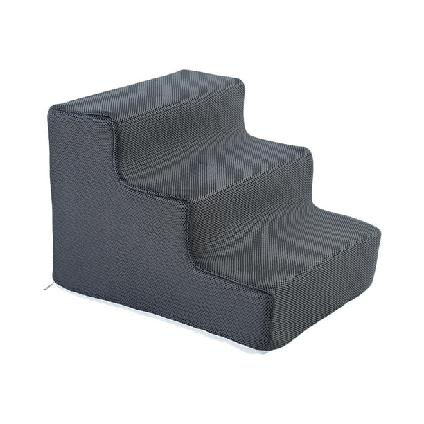 Escaleras para mascotas, escaleras para perros, rampa para perros, escalera multiusos, antideslizante, lavable a máquina, funda para cama, sofá, silla , S 3 peldaños S 3 peldaños gris oscuro