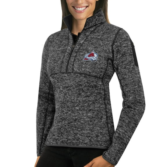 Women's Antigua Charcoal Colorado Avalanche Fortune Half-Zip Sweatshirt