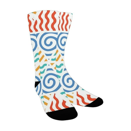 

Tribal Decor Retro Pattern Symbols of Four Elements Air Water Fire and Earth es Blue Teal Marigold R Custom Socks for Women