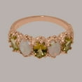 thumbnail image 6 of LBG British Made 9k Rose Gold Natural Peridot & Opal Womens Eternity Ring - 33 size options - Size 11.25, 6 of 8