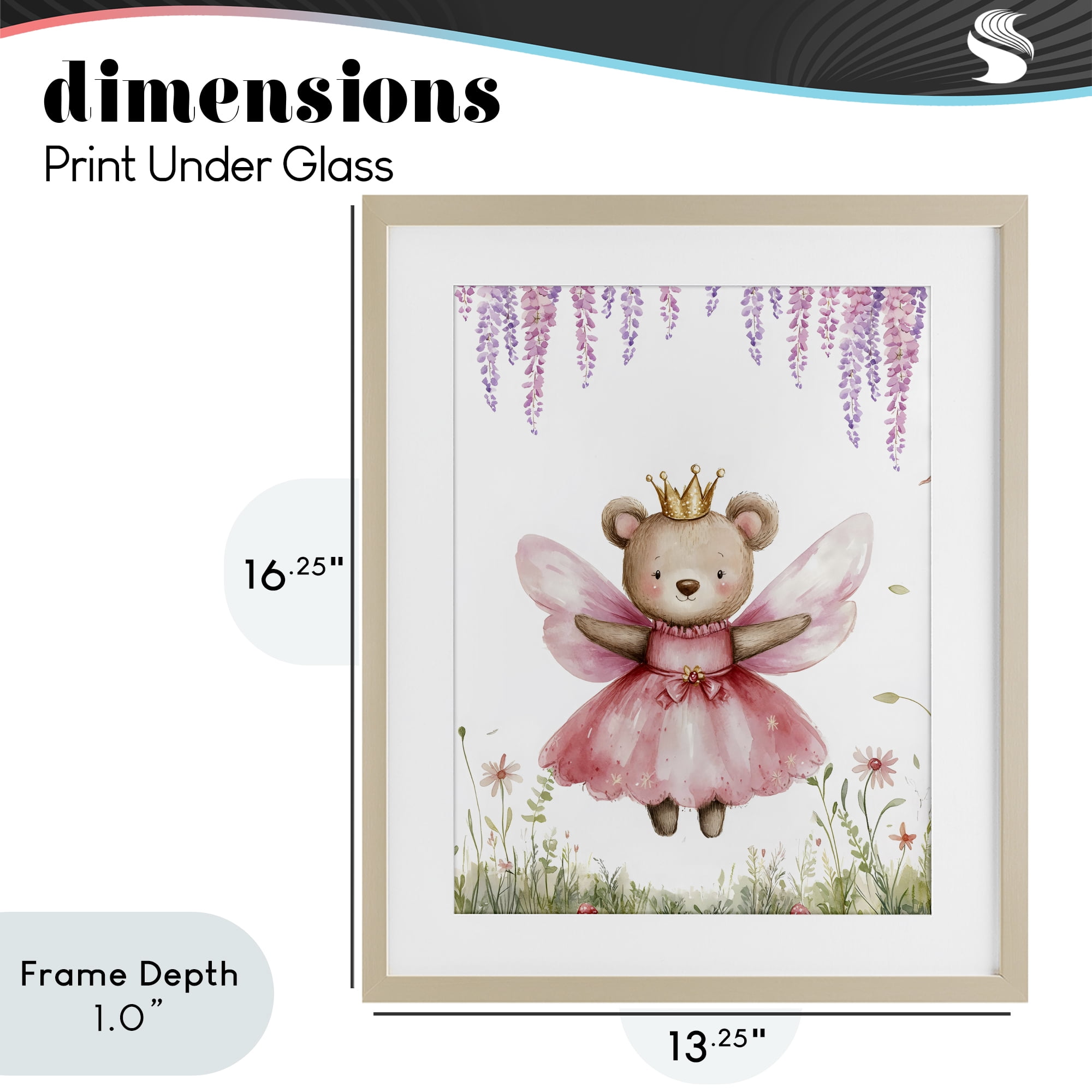 Stupell Industries Woodland Bear Forest Fairy Birch Framed Print Under Glass, design by LSR Design Studio