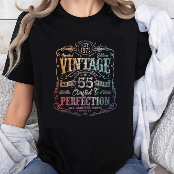 100% Cotton Vintage 55 Years Old Crafted To Perfection Birthday Gift For Men Women Est 1971 Limited Edition T-Shirt