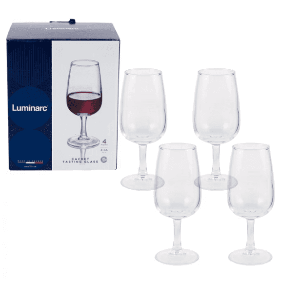 Luminarc Cachet Tasting Glass Set, 4 oz Clear Glasses, 4-Piece Drinkware Set for Wine, Spirits & Cocktail Tasting