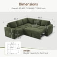thumbnail image 3 of Marrber 84” Convertible Sectional Sleeper Sofa with Pull-Out Sofa Bed, L-Shaped Corner Sofa with Reversible Chaise and Hidden Storage, Pet-friendly Plush Corduroy for Living Room, Green, 3 of 9