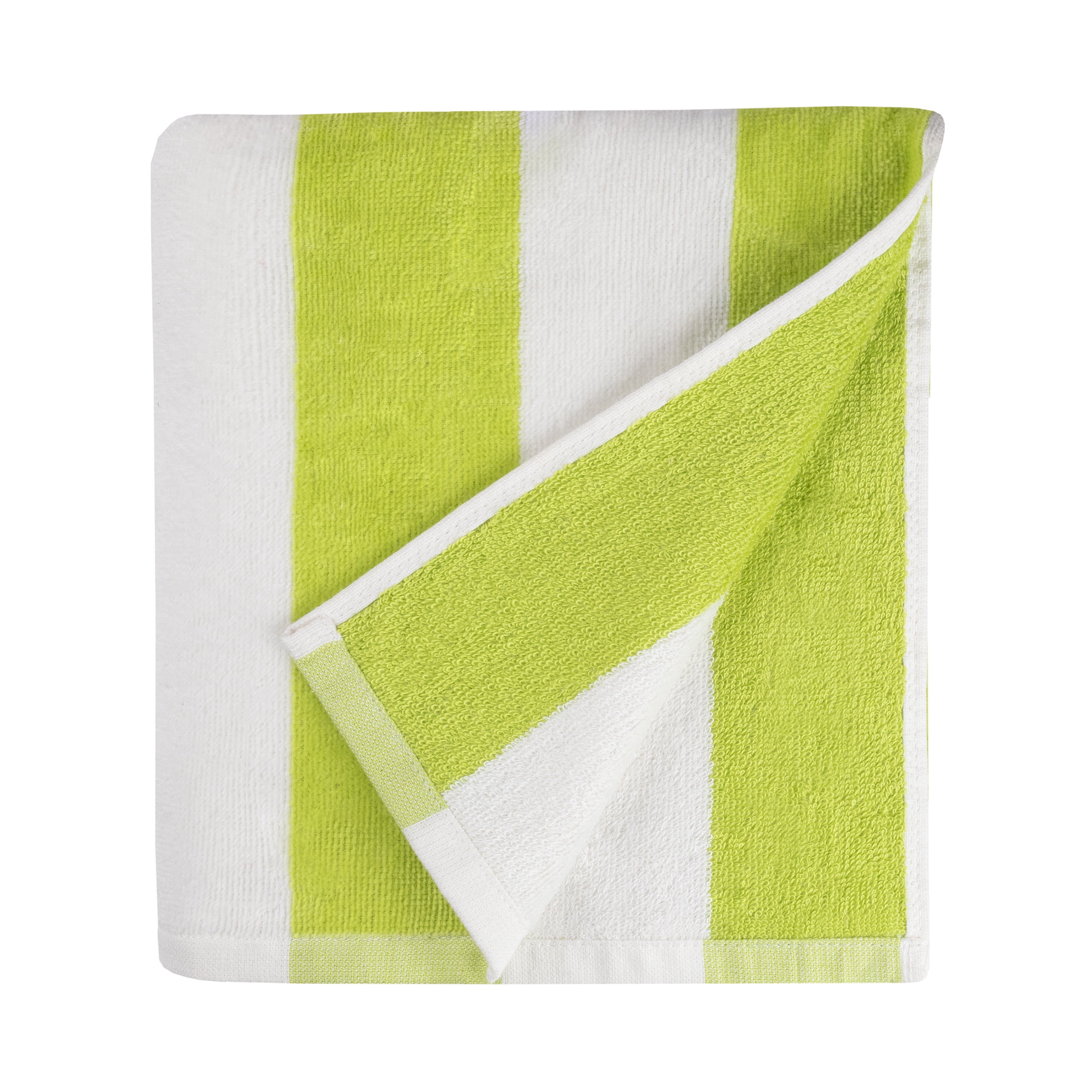 Freshee Cabana Stripe Beach Towel, Green - Featuring Intellifresh Antimicrobial Technology