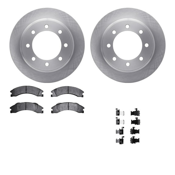 Dynamic Friction Company Rear Brake Rotors with Heavy Duty Brake Pads includes Hardware 6212-99654