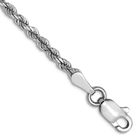 10k White Gold 2.25mm Sparkle-Cut Rope Chain Bracelet 7 Inch Link Bracelet for Women and Men