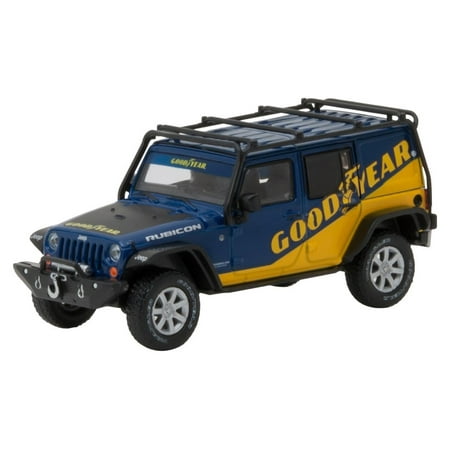 2016 Jeep Wrangler Unlimited - Goodyear with Roof Rack, Fender Flares & Winch - (1:43 Scale) Vehicle, Includes roof rack, Fender flares and winch. By Greenlight From