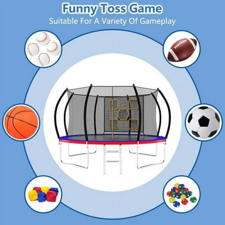 Baluue 12FT Trampoline with Enclosure - Recreational Trampolines with Ladder, ASTM Approval Outdoor Trampoline for Kids