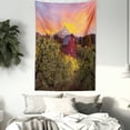 thumbnail image 3 of Colorful Tapestry, Sunset over Mount Hood and North American Style Wooden Barn on Foreground Image, Wall Hanging for Bedroom Living Room Dorm Decor, 60W X 80L Inches, Multicolor, by Ambesonne, 3 of 5