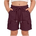 thumbnail image 2 of Teylalorva Girls Cargo Shorts, Drawstring Fashion Casual Multi-Pockets Kids Summer Active Shorts Wine Size 4, 2 of 8
