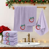 Christmas Embroidered Towel Set, 3-Piece Soft Cotton Holiday Bath Towels for Festive Decor, Quick-Dry Absorbent Household Towels