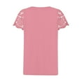thumbnail image 4 of Fesfesfes Women's Solid Color T-Shirt With Button-Front Lace Patchwork Short Sleeved Loose Tops V-Neck Summer Casual Blouse Summer (Pink,2XL), 4 of 5