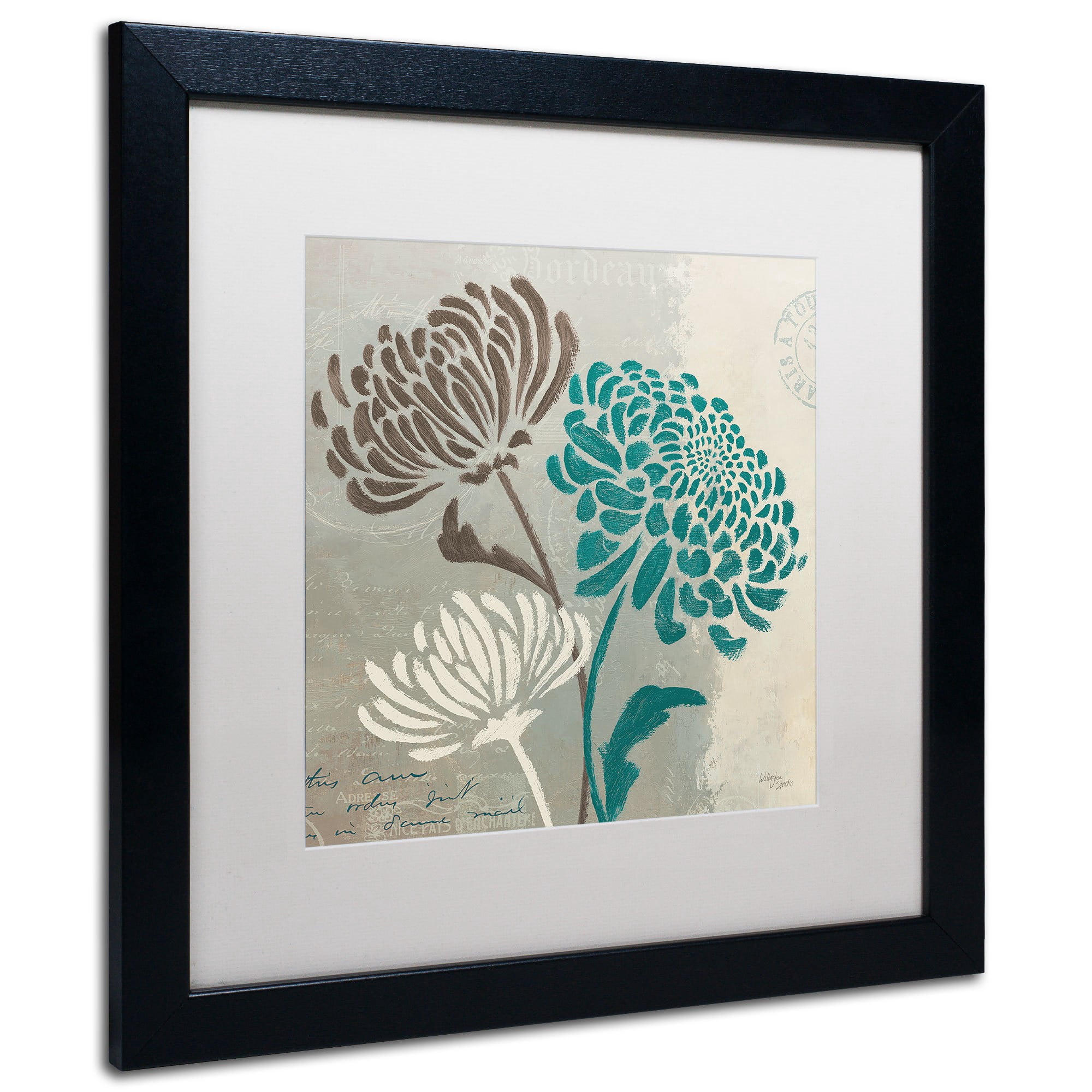 Trademark Fine Art "Chrysanthemums II" Canvas Art by Wellington Studio, White Matte, Black Frame