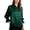 Green, variant on Womens Button Down Shirts Ruffle Puffed Long Sleeve Dressy Shirts Collared Satin Blouses Work Office Casual Solid Tops, Size S-2XL
