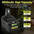 thumbnail image 4 of 1-Pack Upgraded 8.0Ah Replacement for Ryobi Battery 18V Compatible with P109 P108 P107 P105 P104 P103 P102 Battery, 4 of 7