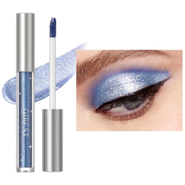 Sombra de ojos con purpurina líquida Sombra de ojos brillante Brillo de maquillaje Larga duración Secado rápido (azul claro)