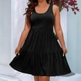 thumbnail image 2 of RYRJJ Plus Size Sundresses for Women Sleeveless Scoop Neck Ruffle Tiered A Line Dresses Summer Casual Loose Beach Tank Dress(Black,3XL), 2 of 9
