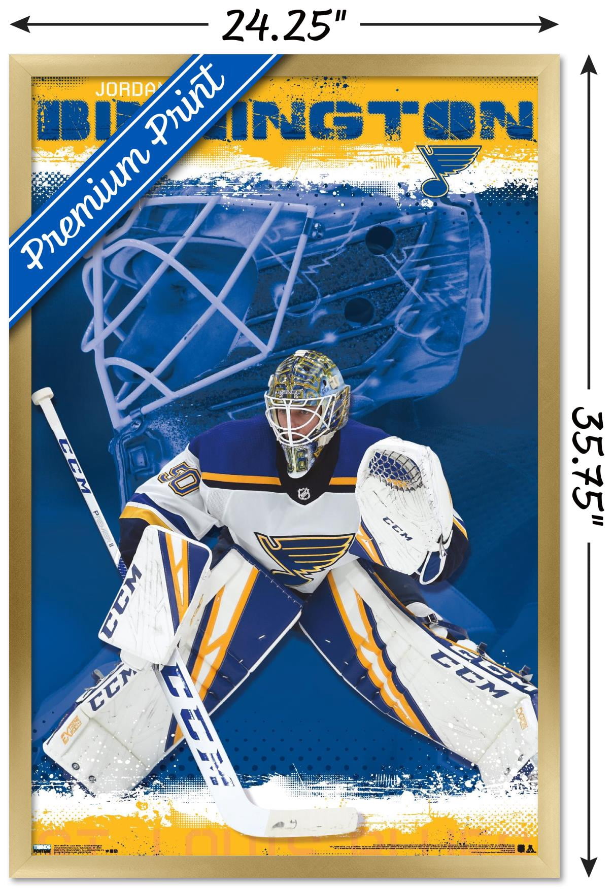 NHL St. Louis Blues - Jordan Binnington 19 Wall Poster, 22.375" x 34", Framed