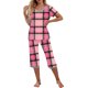 thumbnail image 2 of Puntoco Ropa de dormir para mujer Conjunto de pijama y pantalón de manga corta con cuello en V para mujer Pijama informal con bolsillos, 2 of 5