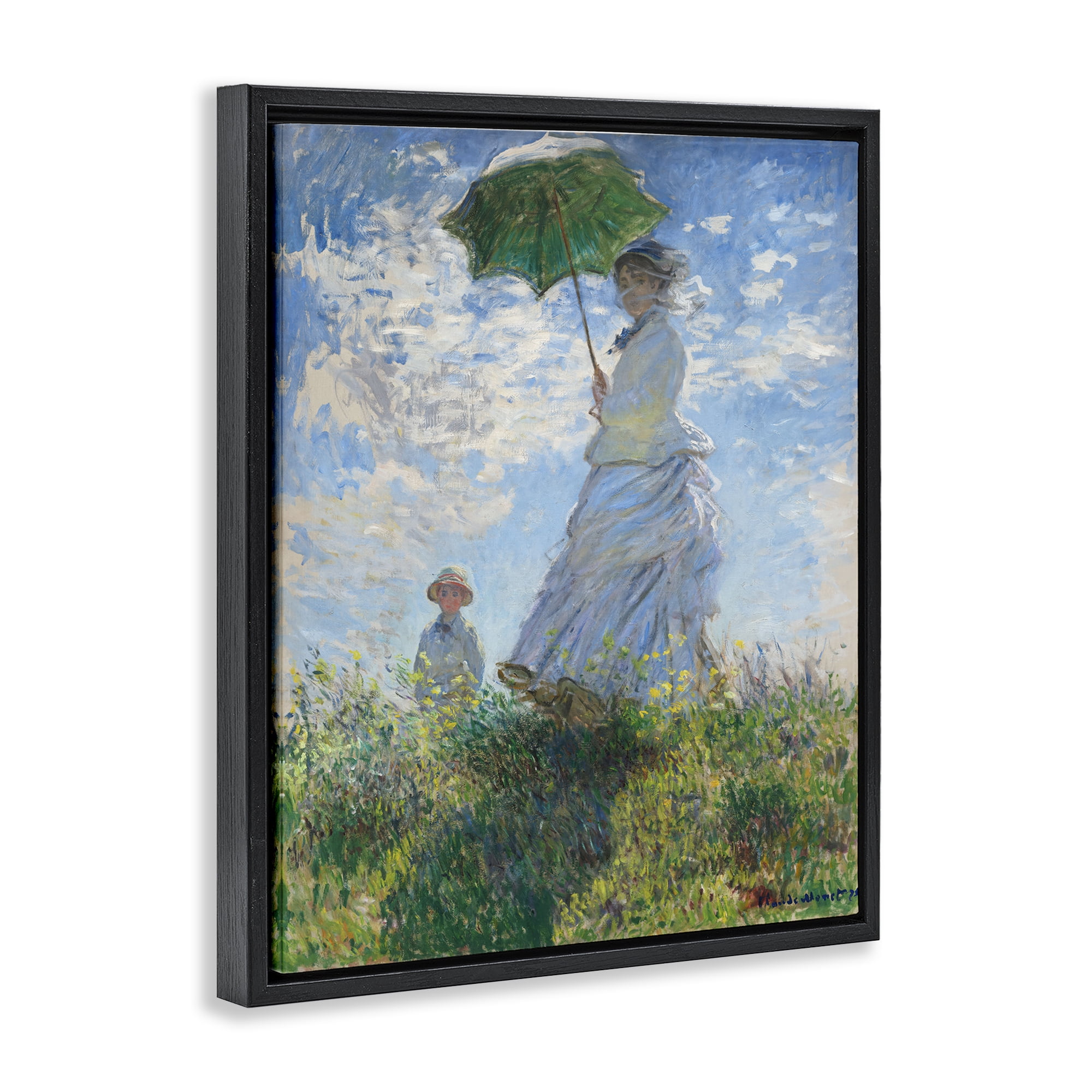 Stupell Industries Classic Monet Madame & Son People Painting Black Floater Framed Canvas Art Print Wall Art, 17 x 21