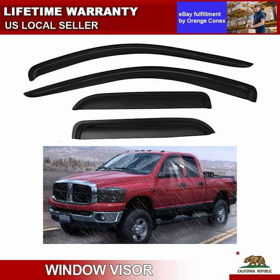 For 02-09 Dodge Ram 1500 2500 Quad/Crew Cab Window Visors Rain Sun Guard Vent