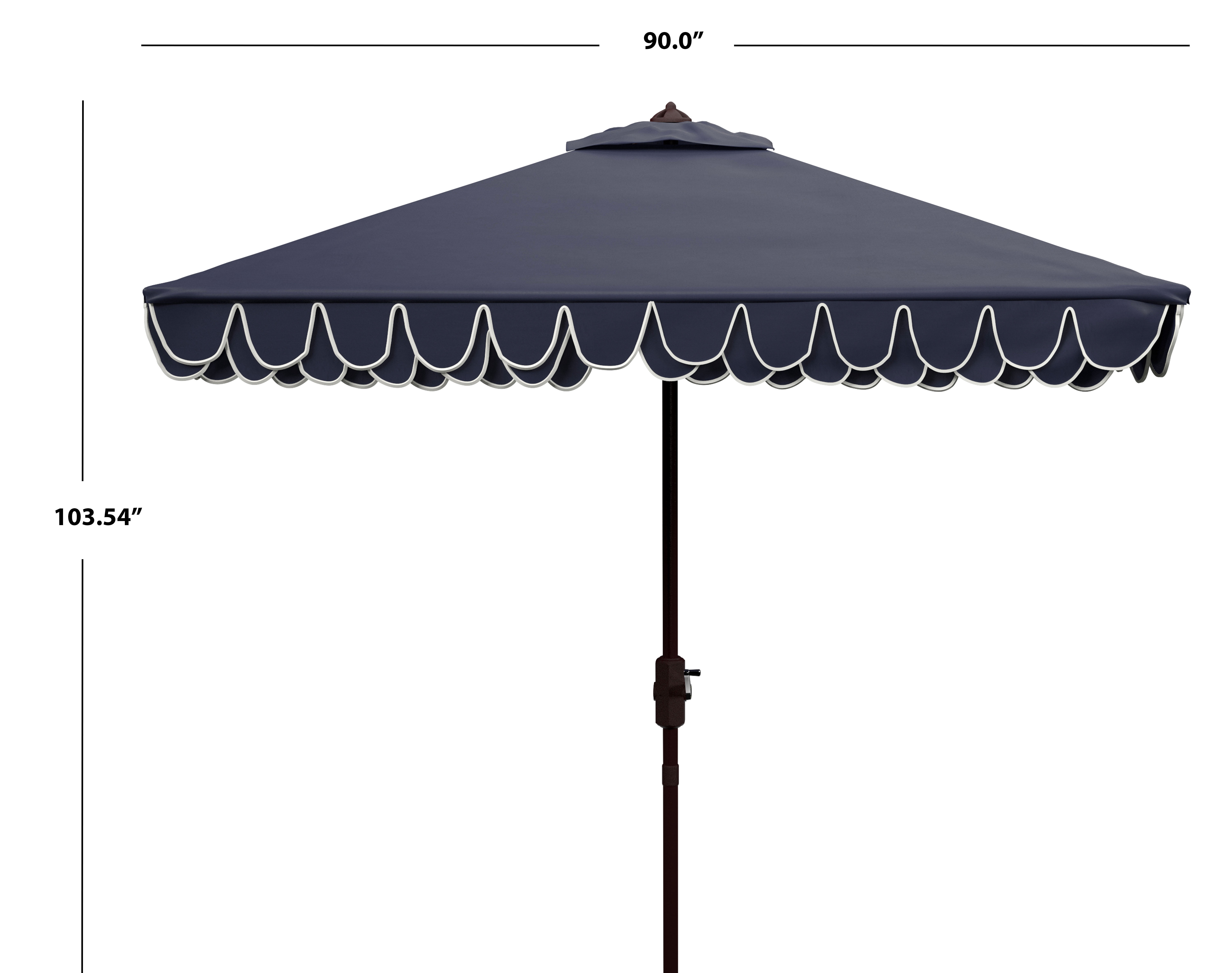 Safavieh Elegant 7.5' Market Crank Square Patio Umbrella, Navy/White