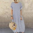 thumbnail image 2 of Fesfesfes Womens Dress Round Neck Spring Dress Loose Casual Short Sleeve Dress Women Plus Size Pockets O-Neck Polka Dot Printing Sleeve Casual Long Dress, 2 of 7