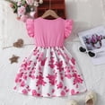thumbnail image 4 of Ugoldhm Little Girls Flutter Short Sleeves Dresses Casual A-Line Crew Neck Dress Summer Girl Clothes Size 3-8, 4 of 8