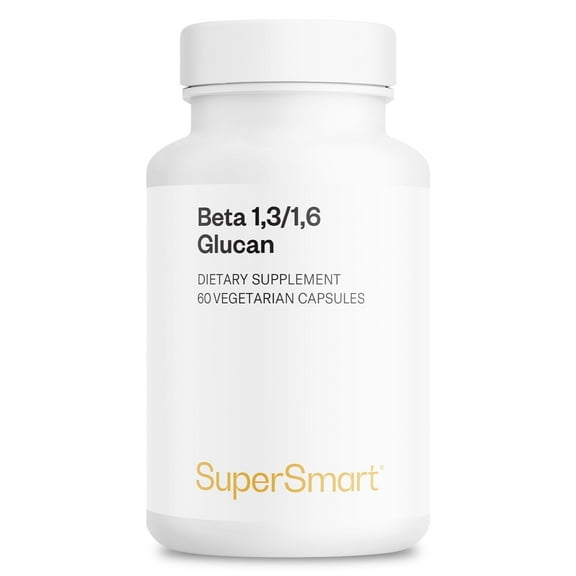 SuperSmart Beta Glucan Supplement 250mg per Day (High Strength) - Beta 1.3/1.6 Glucans - Saccharomyces Cerevisiae Extract | Non-GMO & Gluten Free - 60 Vegetarian Capsules