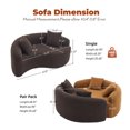 thumbnail image 3 of LY-042 Full Compression Sponge Loveseat, S-Curved Dual-Depth Sofa, Brown Chenille Modular for Small Spaces & Meditation, 400 lbs 66.9"L, 3 of 5