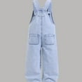 thumbnail image 4 of RUTAYY Children Girls' Pants Printed Wide Leg Denim Overalls With Decorative Details Casual Daily Wear, Blue, 4Y, 4 of 9