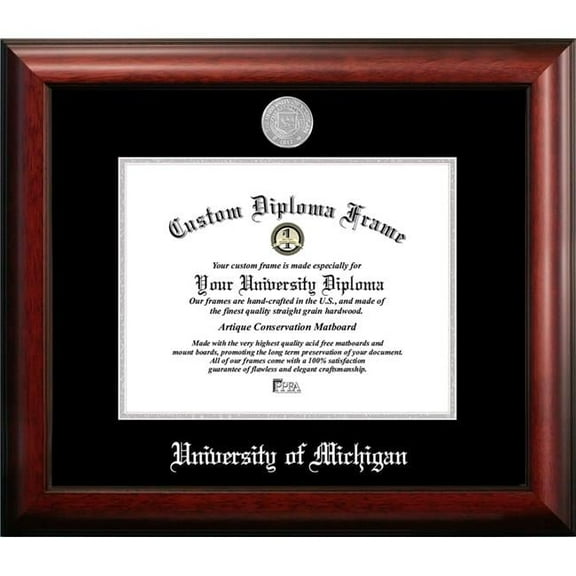 Campus Images MI982SED-1185 11 x 8.5 in. University of Michigan Silver Embossed Diploma Frame