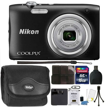 Nikon COOLPIX A100 20.1MP f/3.7-6.4 Max Aperture Compact Point and Shoot Digital Camera Accessory Bundle Black